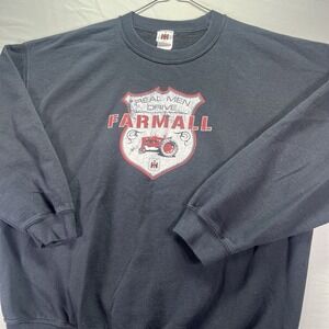International Harvester Sweatshirt Mens XL Black Farmall Tractor Crewneck Fleece